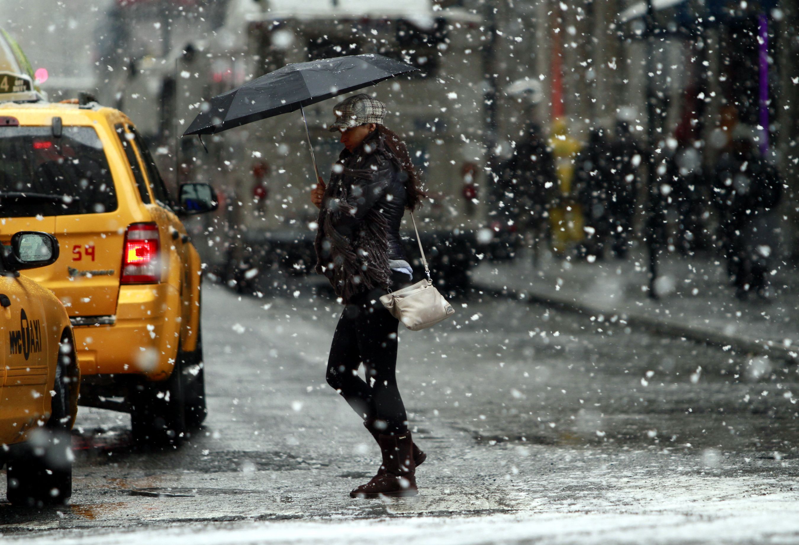 Waiting for a taxi in the winter